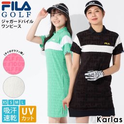 FILA GOLF フィラゴルフ ゴルフウェア ワンピース レディース ひざ上 吸汗速乾 接触冷感 UVカット ミニ スキッパー ジャガードパイル 敬老の日 プレゼント ギフト