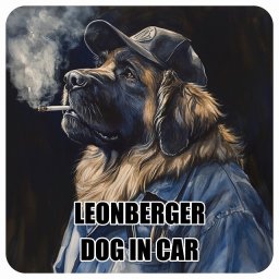 LEONBERGER レオンベルガー DOG IN CAR カーステッカー 犬 作業服 ちょい悪 13x13cm 正方形 防水 屋外 屋内 ドッグオンボード デカール