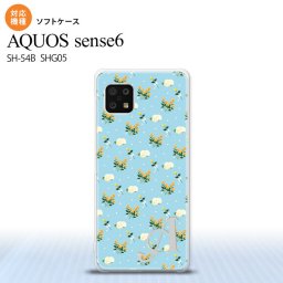 SH-54B SHG05 AQUOS sense6 スマホケース ソフトケース 花柄 バラ ドット 小 水色 +アルファベット メンズ レディース nk-sens6-tp249i