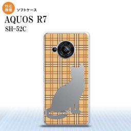 SH-52C AQUOS R7 スマホケース 背面ケースソフトケース 猫 チェック B 茶 2022年 7月発売 nk-r7-tp956
