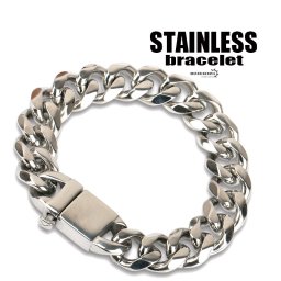 ステンレス ブレスレット 6面カット 喜平 チェーンブレスレット 差し込み式バックル シンプル シルバー silver メンズ 男性 金属アレルギー対応