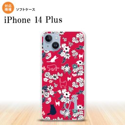 iPhone14 plsu iPhone14 plsu スマホケース 背面ケースソフトケース 猫 花 赤 +アルファベット 2022年 10月発売 nk-i14pl-tp1723i