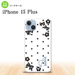 iPhone15 plus iPhone15 plus スマホケース 背面ケース ハードケース 花柄 ドット リボン 白 +アルファベット 2023年 9月発売 nk-i15pl-353i