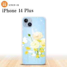 iPhone14 plsu iPhone14 plsu スマホケース 背面ケースソフトケース 花柄 ミックス D 青 2022年 10月発売 nk-i14pl-tp284