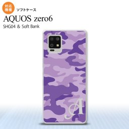 SHG04 SHG04 ZERO6 AQUOS zero6 スマホケース ソフトケース ウッドランド 迷彩 紫 +アルファベット メンズ レディース nk-zero6-tp1151i
