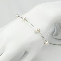 アコヤ真珠 5珠 7.0-7.5mm ステーション ブレスレット アクセサリー 腕輪 パール 本真珠 国産 あこや真珠 お取り寄せ パールブレスレット 真珠