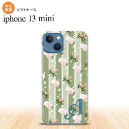 iPhone13mini iPhone13 mini ケース ソフトケース 花柄 バラ レース 緑 +アルファベット iPhone ミニ 5.4インチ  おしゃれ かわいい メンズ レディース キッズ デザインたくさん nk-i13m-tp258i