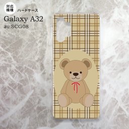 SCG08 Galaxy A32 ケース ハードケース くま チェック 茶 nk-a32-751