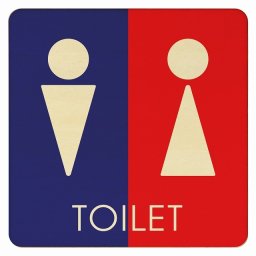 14x14cm トイレ 御手洗 TOILET トイレマーク D2 男女 ピクトサイン 木製ドアサイン ドアプレート インテリア 施設 案内