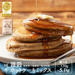 【日本雑穀アワード金賞受賞 殿堂入り】小麦粉不使用 雑穀ホットケーキミックス 選べる170g~5.1kg(1袋170g) 送料無料 雑穀米 雑穀粉 粉末 米 お試し 使用用途は無限大 安心の国産原料＆国内加工 パン作り スウィーツ作り パウダー[粉]