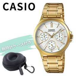 カシオ 腕時計 レディース ゴールド シルバー アナログ 多針 日付 曜日 24時間表示 メタル CASIO 海外モデル おしゃれ きれいめ ビジネス プレゼント 女性 収納ケース付き ギフト 成人 卒業 入学