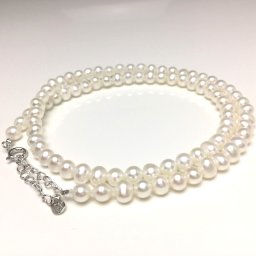 真珠 ネックレス パール 淡水真珠 5.0-5.5mm ホワイト シルバー アジャスター 70182 イソワパール