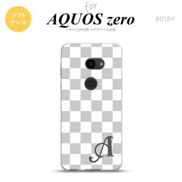 AQUOS zero アクオス ゼロ 801SH スマホケース カバー ソフトケース スクエア 白×グレー イニシャル 対応 nk-801sh-tp134i[スマホ,スマホケース,スマホカバー,ケース,カバー,ジャケット]