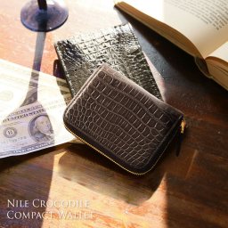 クロコダイル ミニ財布 メンズ マット加工  ラウンドファスナー 全15色 ナイルクロコダイル コンパクト 小さい 財布 本革 男性 誕生日 プレゼント 普段使い ギフト (06001044-mens-1r) クリスマス バレンタイン 父の日 春財布 定年退職 バレンタイン 成人祝い