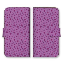 ＼全機種対応／ スマホケース 手帳型 スマホカバー 手帳タイプ スマートフォン ケース カバー 柄物 パターン 星柄 スター パープル かわいい おしゃれ カードホルダー付き カード収納 合皮 合成レザー