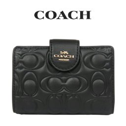 送料無料 コーチ COACH アウトレット 敬老の日 レディース 財布 二つ折り財布 CZ341 IMBLK(ブラック) ブラック (プレゼント ブランド レザー キルティング 型押し コンパクト)