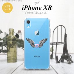 iPhoneXR iPhone XR スマホケース ソフトケース 黒翼 ハート ピンク メンズ レディース nk-ipxr-tp465