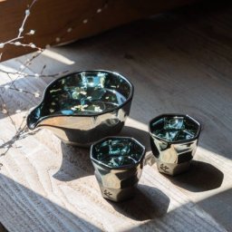 【ギフト対応無料】つばめ工房 プラチナブルー 冷酒器セット [ギフト] ※送料無料(北海道・沖縄は除く)