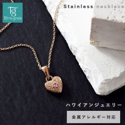 ハワイアンジュエリー ハワイアン ネックレス レディース 金属アレルギー サージカルステンレス ローズゴールドカラー キュービックジルコニア ハート シンプル 大人かわいい テラグラティア Terra-gratia LadiesNecklace【gpss1505rg】単品