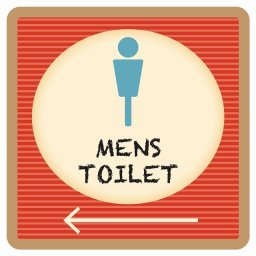 トイレ 御手洗 TOILET トイレマーク レトロ デザイン MENS 左 矢印 ピクトサイン ステッカー シール 塩ビ製 サイン ウォールステッカー インテリア 施設 案内