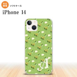 iPhone14 iPhone14 スマホケース 背面ケースソフトケース 花柄 バラ ドット 小 緑 +アルファベット 2022年 9月発売 nk-i14-tp248i