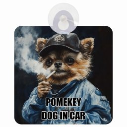 POMEKEY ポメキー DOG IN CAR 吸盤 収れん火災防止タイプ 車内用 作業服 ちょい悪 ドッグオンボード 安全対策 あおり運転 セーフティサイン 窓ガラス カーサイン 車 犬