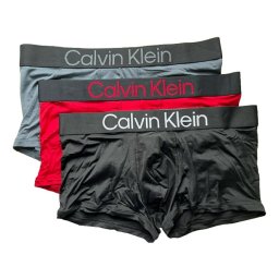 カルバンクライン Calvin Klein(CK) ボクサーパンツ 前閉じ ローライズ 3枚セット アンダーウェア NP2607O 901 メンズ ブラック+レッド+グレー