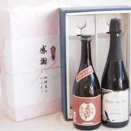 実りの秋の贈り物 感謝の贈り物ボックスプレミアムな芋焼酎と国産ワインセット (MdV オアシス ブラッククイーン白スパークリングワイン辛口(長野県)750ml大分井上酒造夢のひととき23°720ml