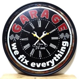 掛時計 GARAGE ビンテージ 鉄製 壁掛け アメリカン 雑貨 ガレージ アンティーク おしゃれ 可愛い ブラック バー カフェ お店 店舗 かわいい 黒 インテリア 部屋