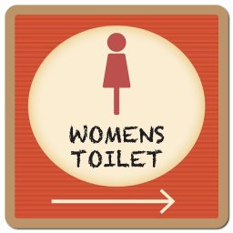 トイレ 御手洗 TOILET トイレマーク レトロ デザイン WOMENS 右 矢印 ピクトサイン マグネットステッカー マグネット 強力 正方形 13x13cm サイン インテリア 施設 案内