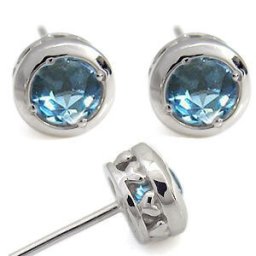 プラチナ・ハート・ピアス・一粒・ブルートパーズ・ピアス