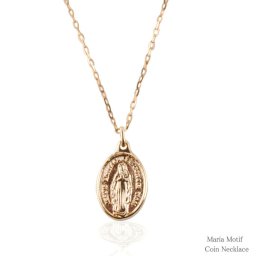 コイン ネックレス メンズ k18 ピンクゴールドk18 マリア オーバル コインモチーフネックレス 18k 18金 ペンダント シンプル 地金 上品 華奢