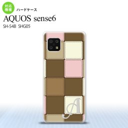 SH-54B SHG05 AQUOS sense6 スマホケース ハードケース パッチワーク ミックスD 茶 +アルファベット メンズ レディース nk-sens6-1674i