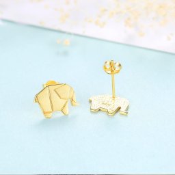 ピアス 両耳用 シルバー925 イエローゴールド シルバー スタッド 石なし 可愛い かわいい カジュアル モチーフ ゾウ 象 エレファント アニマル ce0211