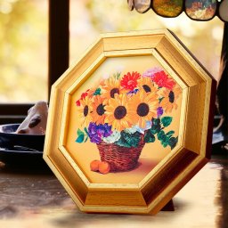 財旺花風水 黄金のひまわり[風水 ひまわり 絵 アート 絵画 インテリア雑貨 かわいい カラフル 八角形 コンパクト 壁掛け 立て置き ヒマワリ 向日葵 方角 モチーフ 花 フラワー おしゃれ 家 部屋 寝室 ギフト プレゼント 母の日 父の日 自分用]