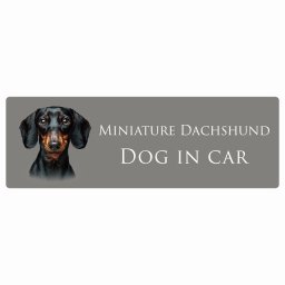 名入れ可 ドッグ カーステッカー イラスト付 Dog in Car ミニチュアダックスフンド Bタイプ セーフティサイン 犬種別 長方形 20x6.7cm シール リア あおり運転対策 Dog Sticker 屋外 屋内 防水 安全対策 カーサイン