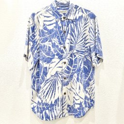 【Tommy Bahama】トミーバハマ アロハシャツ ブルー ホワイト モンステラ 開襟 アメリカンサイズ Sサイズ ハワイアン シャツ 半袖シャツ メンズ 父の日 プレゼント ギフト 南国 HAWAII ハワイ 
