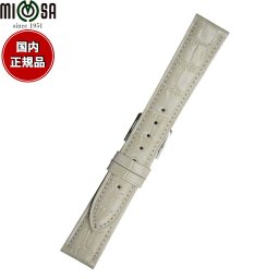 ミモザ MIMOSA 腕時計 替えバンド ベルト メンズ SY型押ワニ カーフ 18mm オフホワイト/シルバー 時計 時計バンド 時計ベルト 革 牛革