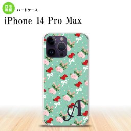 iPhone14 ProMax iPhone14 Pro Max スマホケース 背面ケース ハードケース 花柄 バラ リボン ターコイズ +アルファベット 2022年 9月発売 nk-i14pm-244i