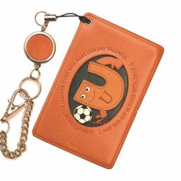 サッカー U イニシャル パスケース/定期入れ【レザー 本革 VANCA バンカクラフト革物語 国産 ハンドメイド 贈り物 即納】