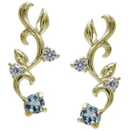 アクアマリンサンタマリアピアス アラベスク ピアス 唐草 18金 ピアス
