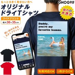 速乾 名入れ ドライTシャツ オリジナル プリント「ワイドプリント（デザインシミュレーター）」 半袖 スポーツウェア トレーニング 退職祝い メンズ レディース 男性 女性 兼用 おしゃれ S M L LL XL 黒 ブラック 赤 レッド 紺 ネイビー 吸汗 メッシュ 4.1オンス プレゼント 還暦祝い 30代 40代 50代 60代 70代 80代  GHOGolf NEW26