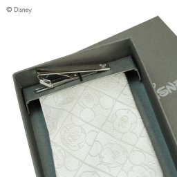 ディズニー／フォーマルネクタイ＆タイバー   (チェック柄×ミツマル/プレシオサ BOX付)　ブランド ネクタイ【送料無料】 結婚式 クリスマス プレゼント ギフト おしゃれ ネクタイピン スーツ ビジネス セット  キャラクター　DN913000&Wa-08