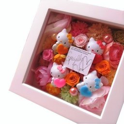 キティ 花 プリザーブドフラワー入り 壁掛け カラフル キティ 4個入り ◆誕生日プレゼント・記念日の贈り物におすすめのフラワーギフト