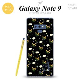 Galaxy Note 9 ギャラクシー ノート9 SC-01L SCV40 スマホケース カバー ソフトケース 花柄・バラ（E） 黒 イニシャル 対応 nk-note9-tp250i[スマホ,スマホケース,スマホカバー,ケース,カバー,ジャケット]
