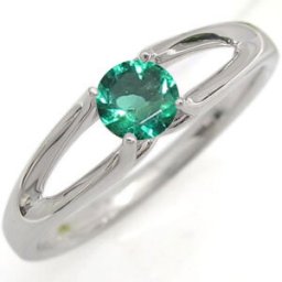 エメラルド 婚約指輪 プラチナ エンゲージリング 一粒 リング