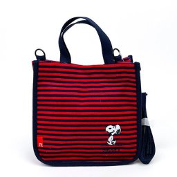 スヌーピー PEANUTS IP.スクエア.ボーダーPeanuts-7P RED ミニショルダーバッグ レッド  ルートート