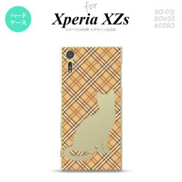 SO03J スマホケース Xperia XZs SO-03J カバー エクスペリア XZs 猫 チェック茶A nk-so03j-955【Xperia XZs SO-03J エクスペリア XZs  スマホケース スマホカバー】【メール便送料無料】
