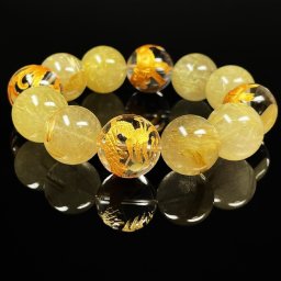 【一点物の贈り物】 一点物［重厚感と存在感が溢れます!!］18mm 金彫四神獣 本水晶 ゴールド ルチルクォーツ ブレスレット 相性抜群 天然石 金運 開運必勝祈願 お守り 特別な 京海堂 SiSin14 父の日ギフト 男性への贈り物 金運のお守り