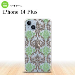iPhone14 plsu iPhone14 plsu スマホケース 背面ケース ハードケース ダマスク A クリア 茶 緑 2022年 10月発売 nk-i14pl-459